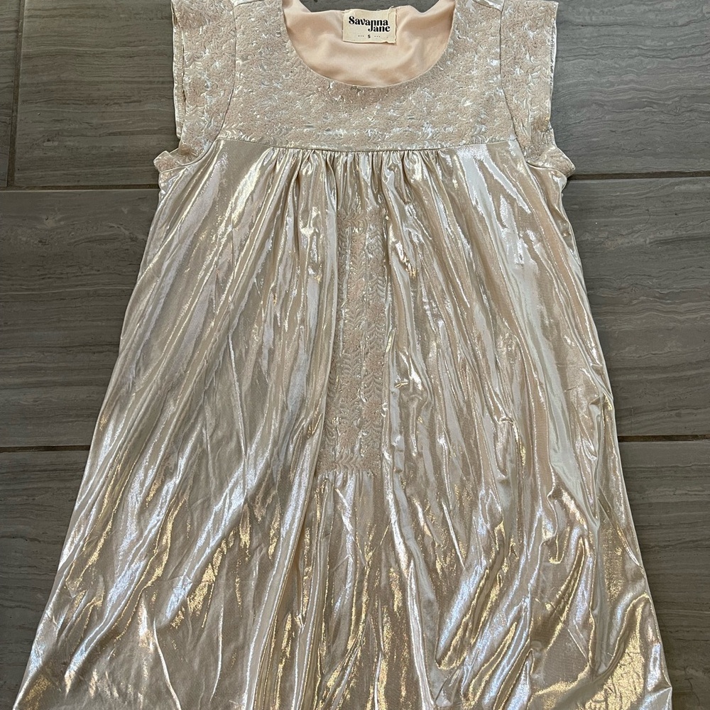 Savanna Jane Shimmering Gold Silver Dress